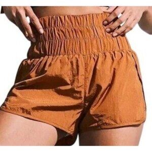 Free People Movement Womens L The Way Home Burnt Orange Athletic Shorts